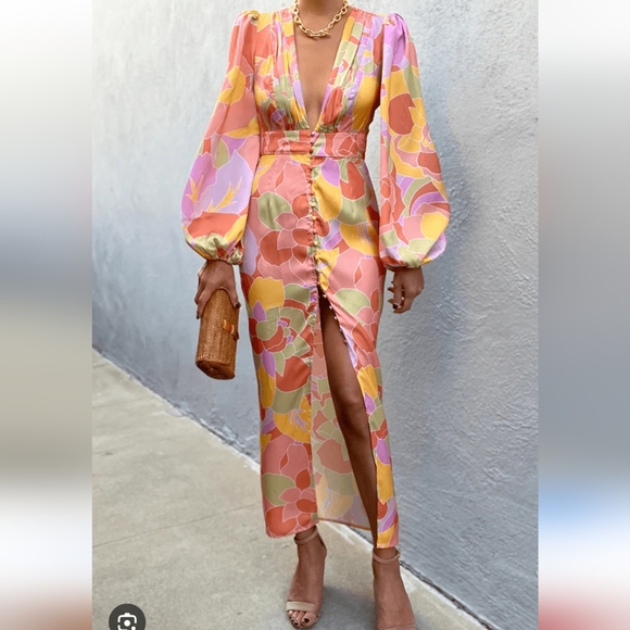 runway the label Dresses & Skirts - $91 Runway The Label Floral Dress Satin Mindy Rapture Dress